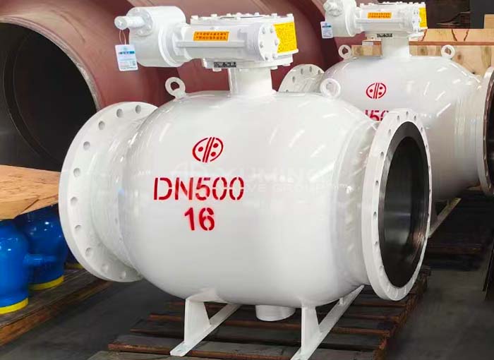 Fully welded flange trunnion mounted ball valve