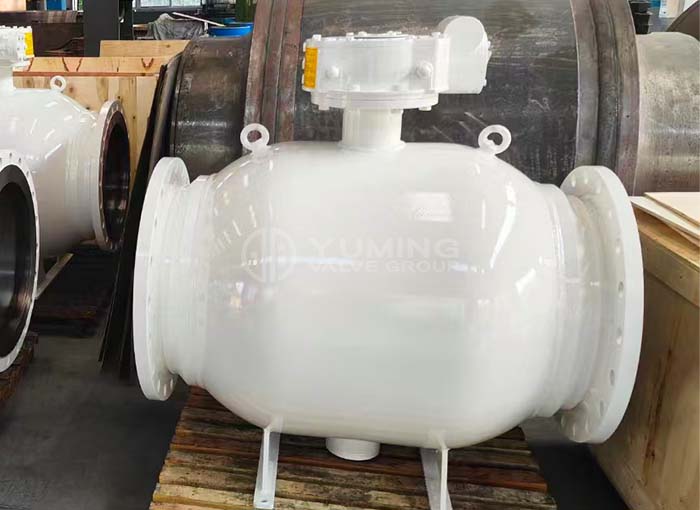 Fully welded flange trunnion mounted ball valve