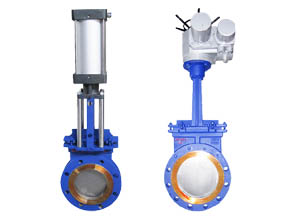 pneumatic and electric knife gate valves